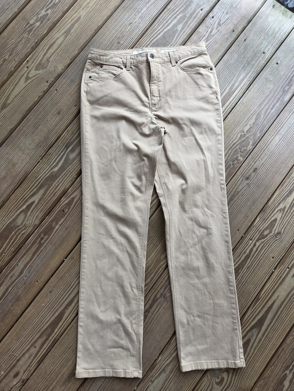 Jones New York Jeans Lexington Straight Leg Khaki Tan Pants Size 14